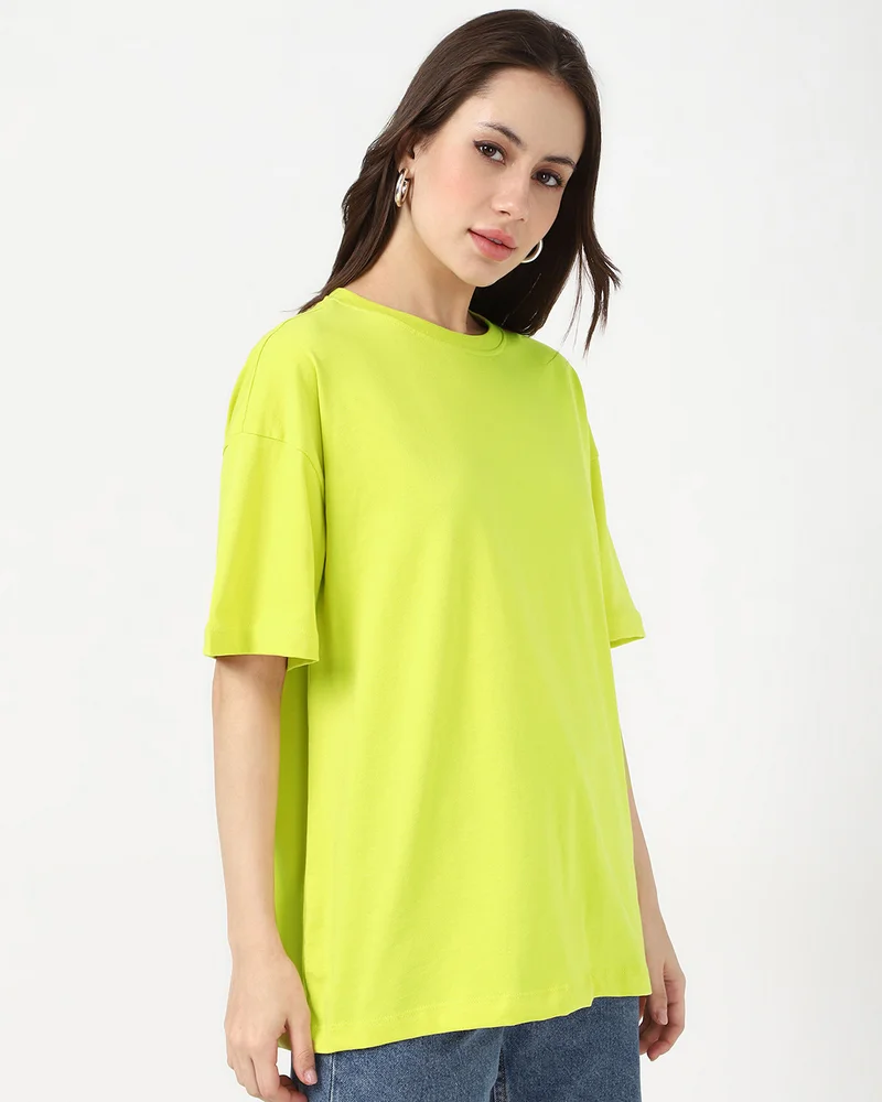 bewakoof Women's Acacia Yellow Oversized T-shirt